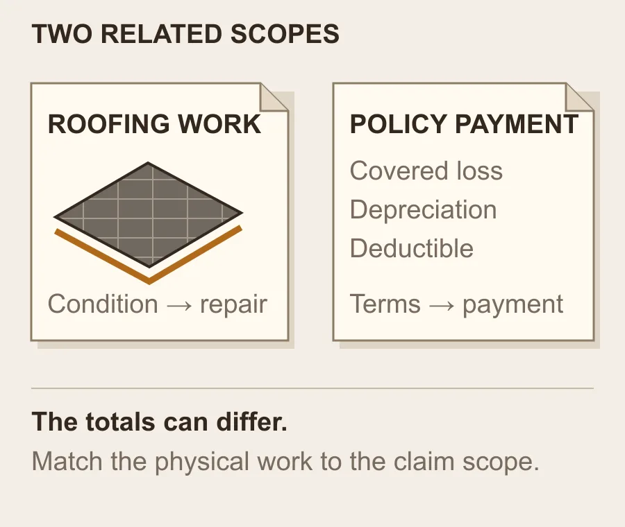 Roofing work and insurance payment